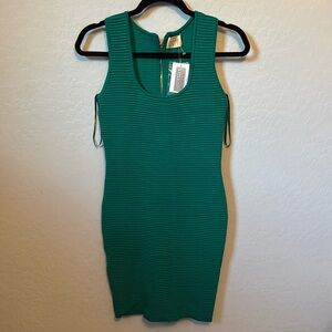 Torn by Ronny Kobo Green Ribbed Midi Dress